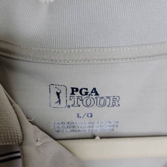 PGA Tour Stripe Golf Polo Shirt Cream White Large - Picture 4 of 14